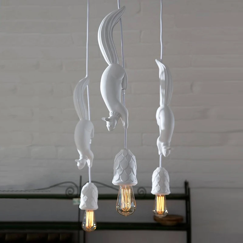 

Современный дизайнерский полимерный светодиодный подвесной светильник в виде белки, скандинавский светильник для детской комнаты, лампа для столовой, прикроватный подвесной светильник для спальни