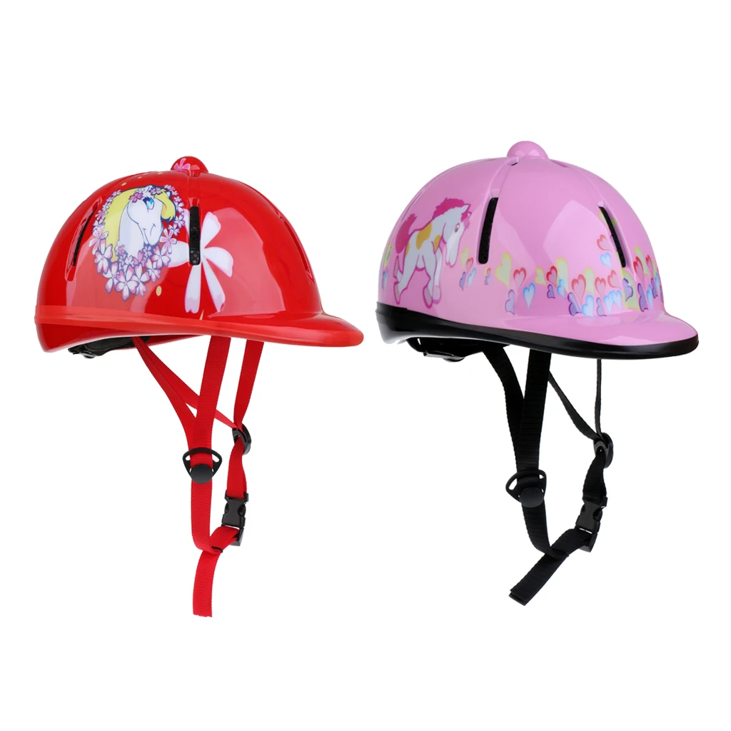

Toddlers Kids Horse Riding Hat, Equestrain Performance Helmet Adjustable Red and Pink Kids Horse Riding Helmets
