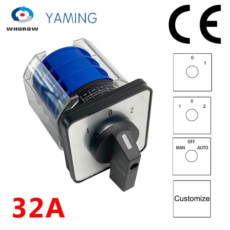Interruptor Rotativo de Comutação Elétrica Yaming-com Tampa Plástica Motor de Controle On-off-on Polos Lw2632 Lw28 Ymw26 660v 32a