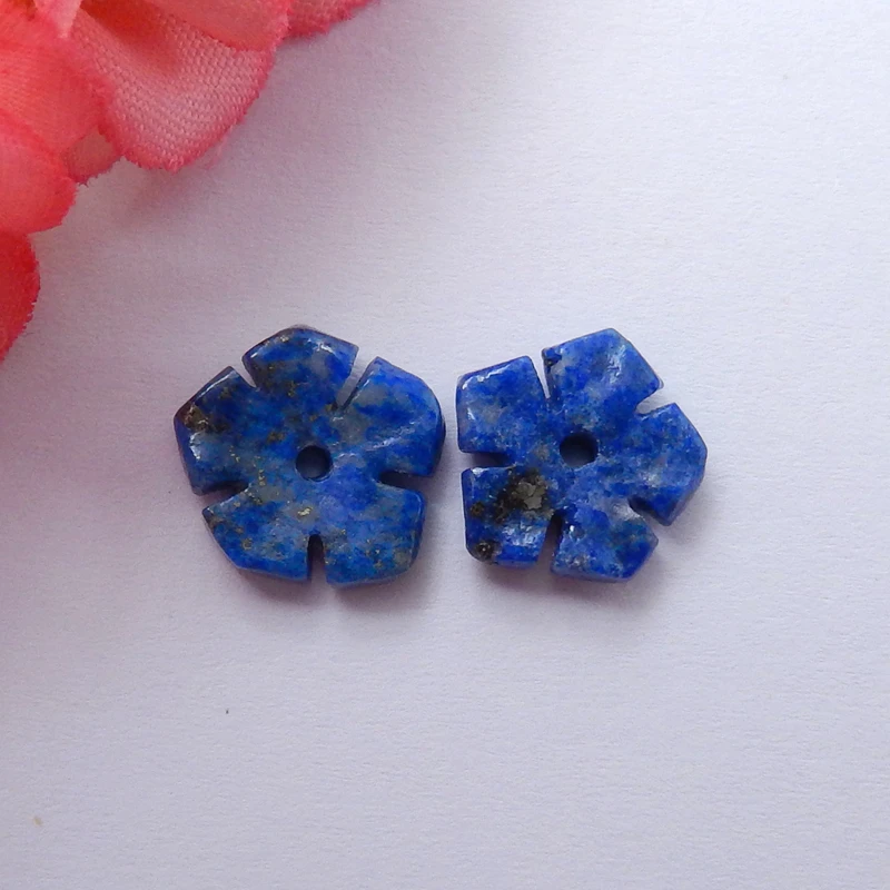 

Jewelry Earrings,Hand carved Flower Lapis Lazuli Earring Beads,semiprecious stone charms earrings Jewelry 11x3mm,1.3g