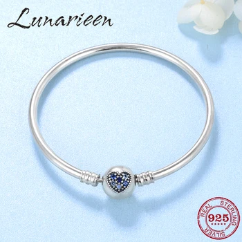 

Charm Silver 925 Original Bracelet Heart Colorful Blue zircon Women Bracelets Bangles Fine Jewelry Accessories Wholesale 2019