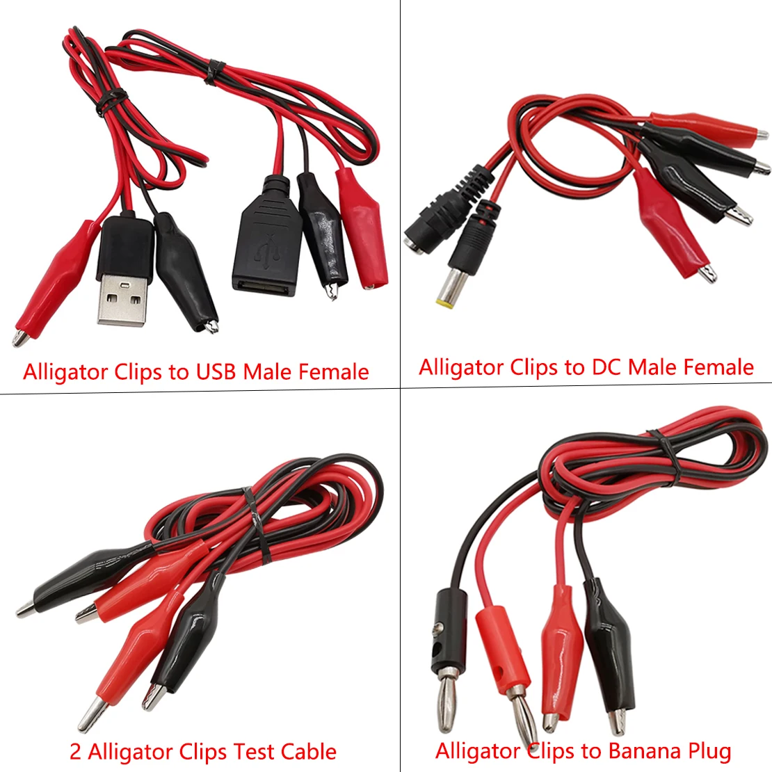Alligator clips usb test leads test probes alligator clip adapter test cable connector electrical test wire test lead wire test lead cable test cable test cable lead test leads test clip alligator cilps to usb/banana plug test cable lead jumper wire male female dc 5.5x2.1 crocodile clip probe power supply adapter