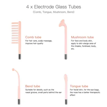 

1 Case High Frequency Facial Machine Electrode Glass Tube Wand(Orange, US Plug)