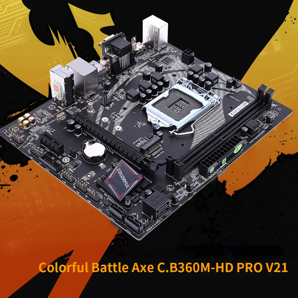 Цветная материнская плата Battle-Ax B360M-HD PRO V21, системная плата с мультизащитой LGA1151 coffee Lake-SProcessor Intel B360