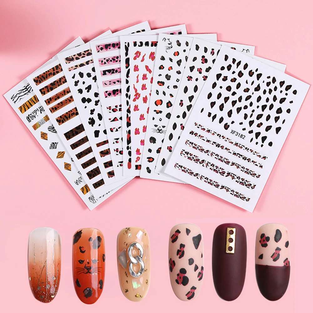 

1 PC Leopard Manicure Sticker 3D Stereo Nail Sticker Matte Scrub Leopard Sticker For Nails Manicure Sticker Girl Wrap Decoration
