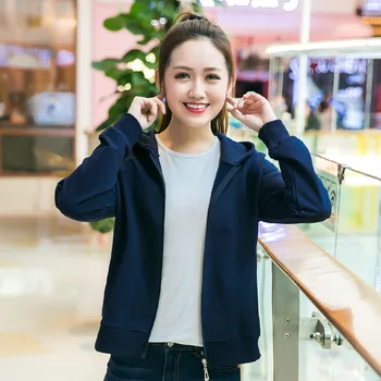 

Solid color autumn and winter women's sweatshirt casual hooded sweatshirt