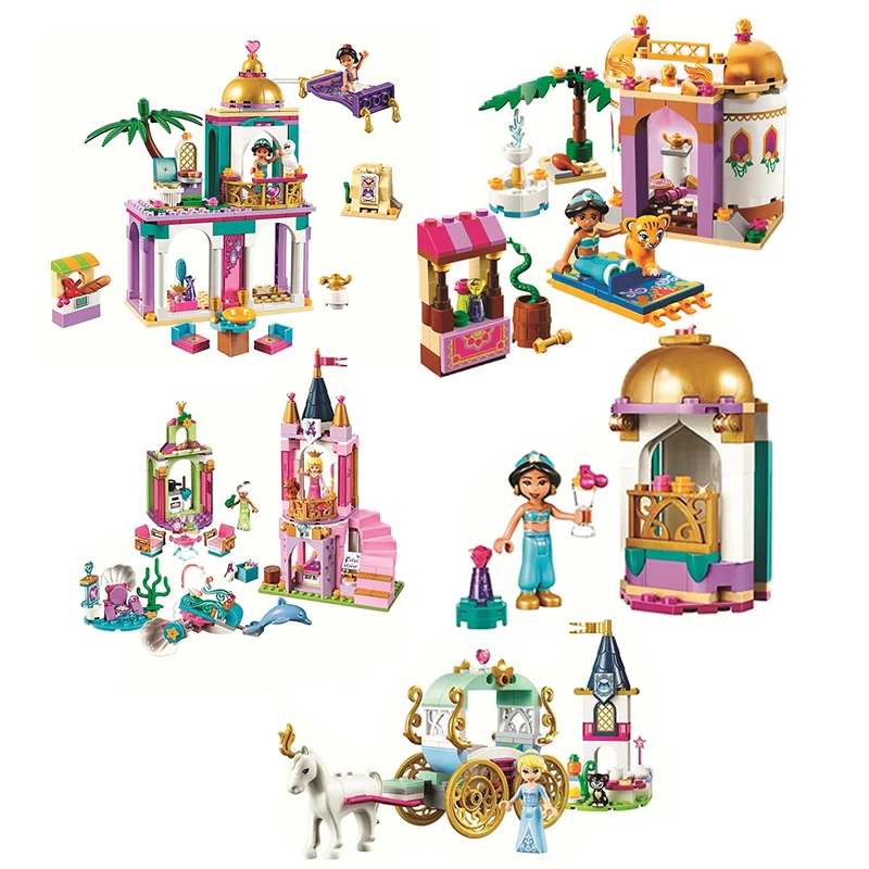 

2019 Fairy Princess Aladdin And Jasmine'S Palace Adventures Figures Building Blocks Bricks Kids Toys With 41161