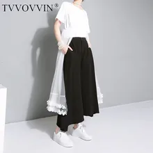 TVVOVVIN/хлопковое платье Vestido Verano, Женская необычная одежда в стиле пэчворк, повседневные кружевные платья-футболки Z782