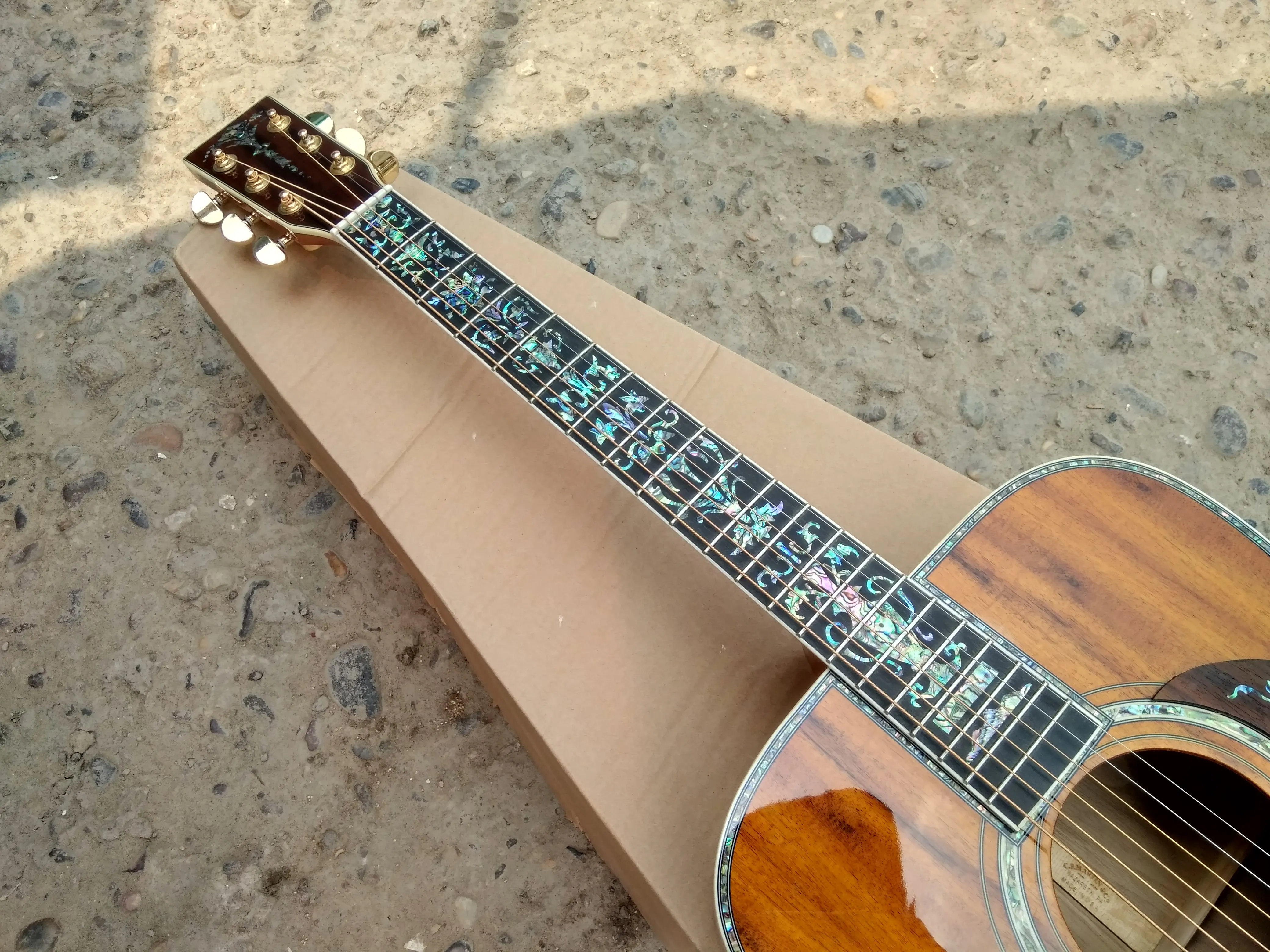 41 дюймов ручной работы Koa деревянная акустическая гитара, Cusotm черное дерево гриф инкрустация абалона и связывание КоА гитара