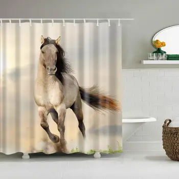 

Waterproof Thicken Shower Curtain Steed Mildew Proof Bath Tub Shower Curtain with 12 pcs Hooks