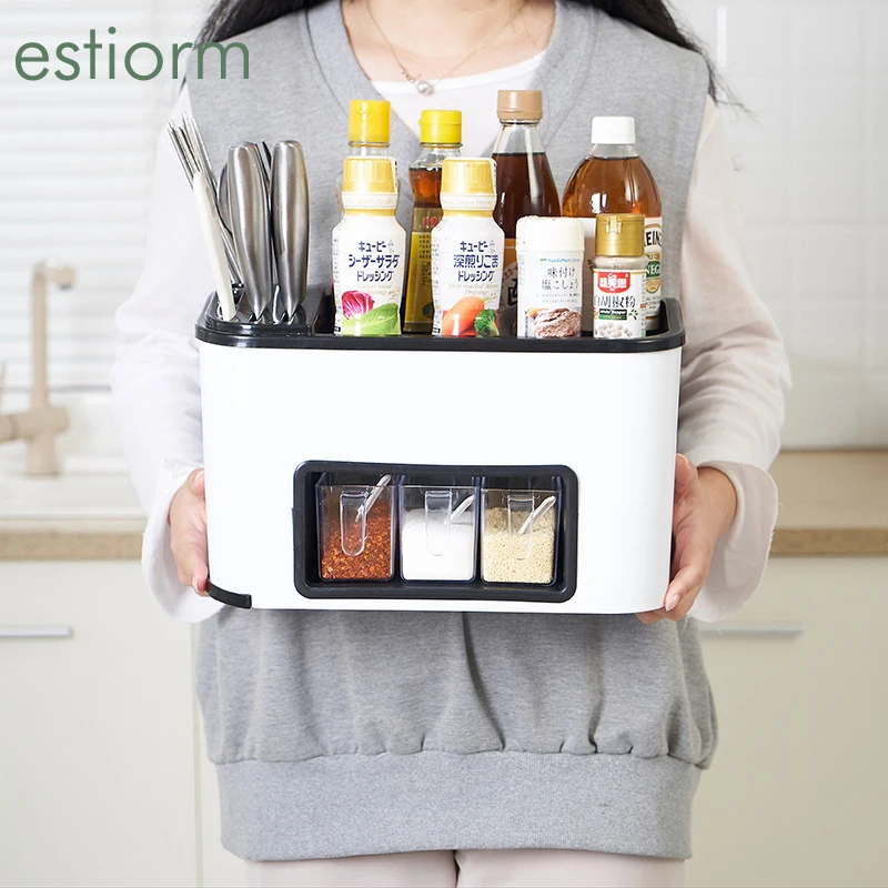 Kitchen Seasoning Bottles Organizer Large Capacity Plastic Spice Jar - Condiment seasoning container Storage box | Дом и сад