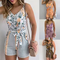 Sexy V-neck Spaghetti Strap Floral Print Women Short Romper Playsuit Female Beach Ruffle Sleeveless 2023 Fashion Casual Jumpsuit - Image 6