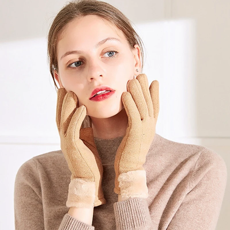 

2020 Ladies Classic Autumn And Winter Touch Screen Plus Velvet Thick Rabbit Plush Gloves