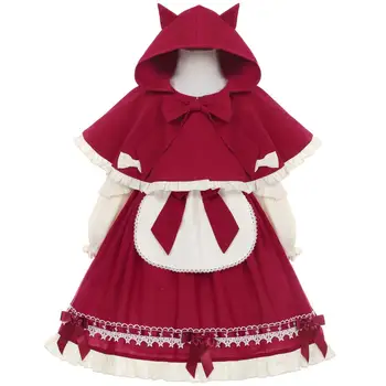 

Baby Girl autumn winter cloak Vintage Spanish Lolita Princess Ball Gown Dress for Girl Birthday Party Dress