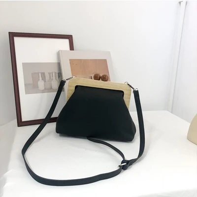 Простая сумка из мягкой искусственной кожи с зажимом, роскошная женская сумка, женская сумка через плечо, вечерняя сумочка-клатч, Bolso femenino - Цвет: Черный