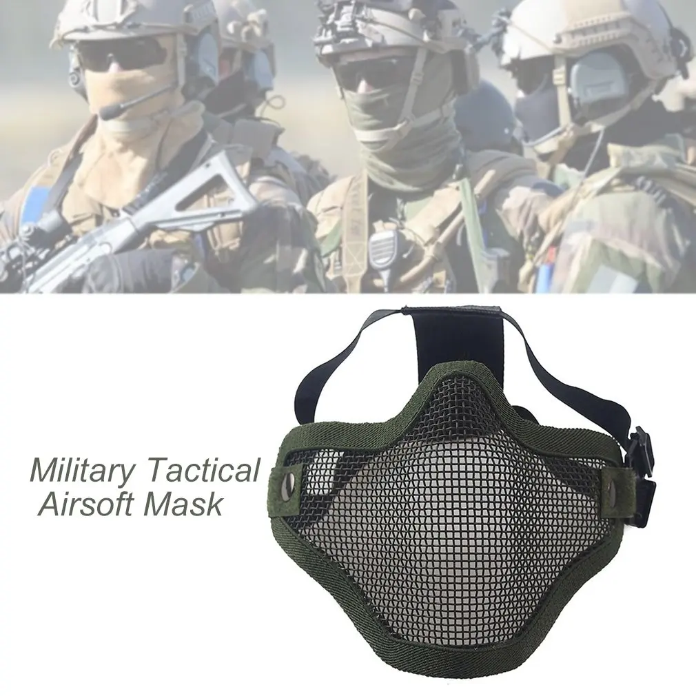 Airsoft Field Wargame Tribal Chief Mask Half Face Metal Steel Net Mesh Hunting Tactical Protective Airsoft Mask