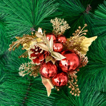 

6pcs/set Artificial Pine Cone Auspicious Fruits Branch for Flower Arrangements Christmas Tree Ornaments