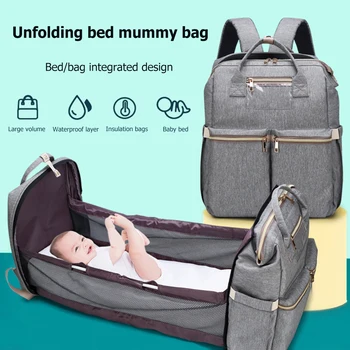 

2 in 1 Fashion Diaper Bag Multifunctional Folding Baby Mommy Travel Oxford Backpack Portable Large Capacity Nappy Maternity Bag