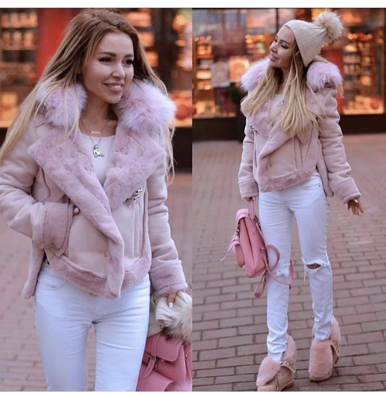 

2019 Artificial Wool Leatherette Winter Jacket Women Top Warm Wadded Coat Flocking Slim Fleece Thicken Mujer Fur Neck Jacket
