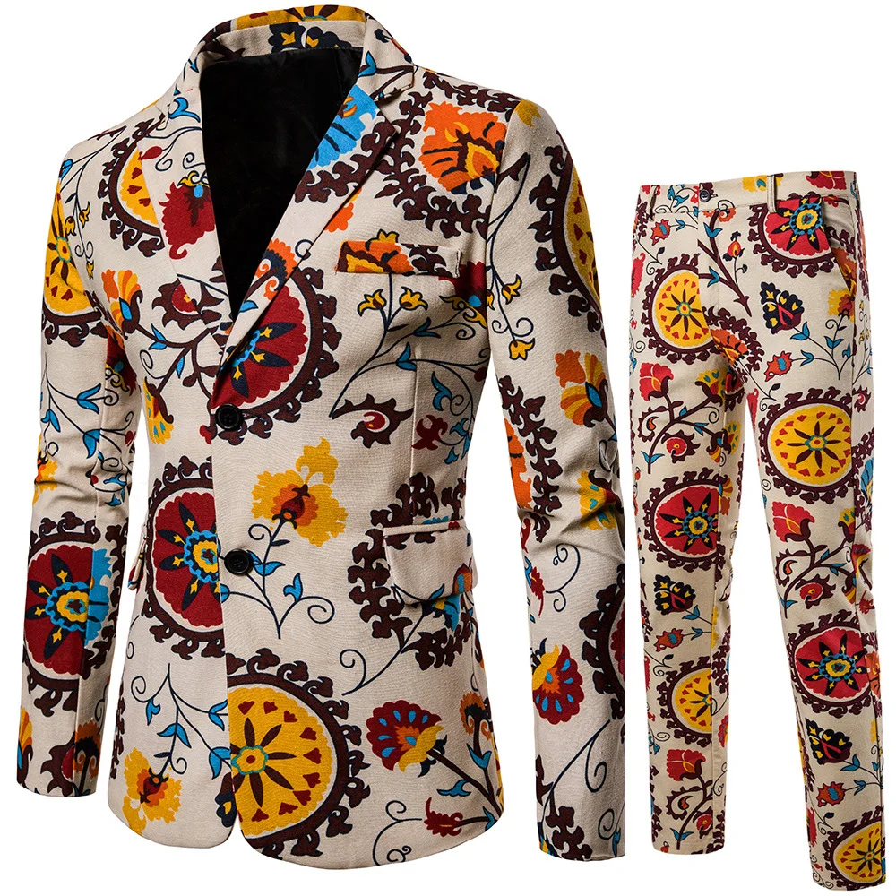 

2019 New Style Men Ethnic-Style Suit Two-Piece Set T35
