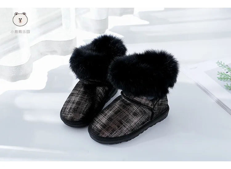 Dolakids/зимние ботинки для девочек; обувь из коровьей кожи; зимняя теплая детская обувь на плоской подошве с круглым носком; мягкие ботинки для маленьких детей; размеры 21-35