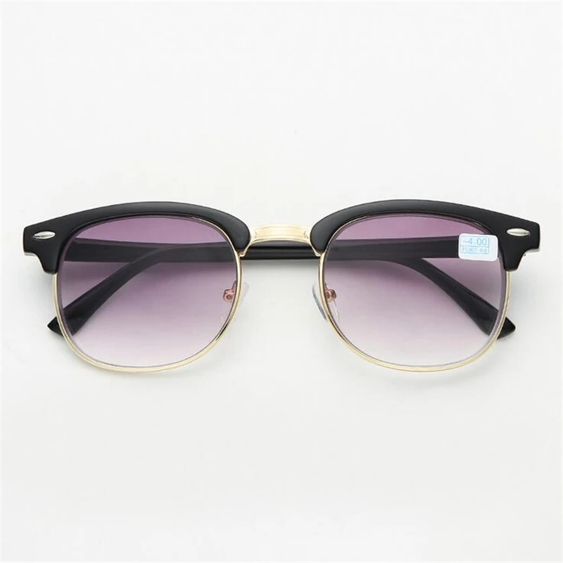 SPH -0.5 -1.0 TO -6.0  Half Frame Square Nearsighted Prescription Sunglasses With Diopter Men Women Fashion Myopia Spectacles 5