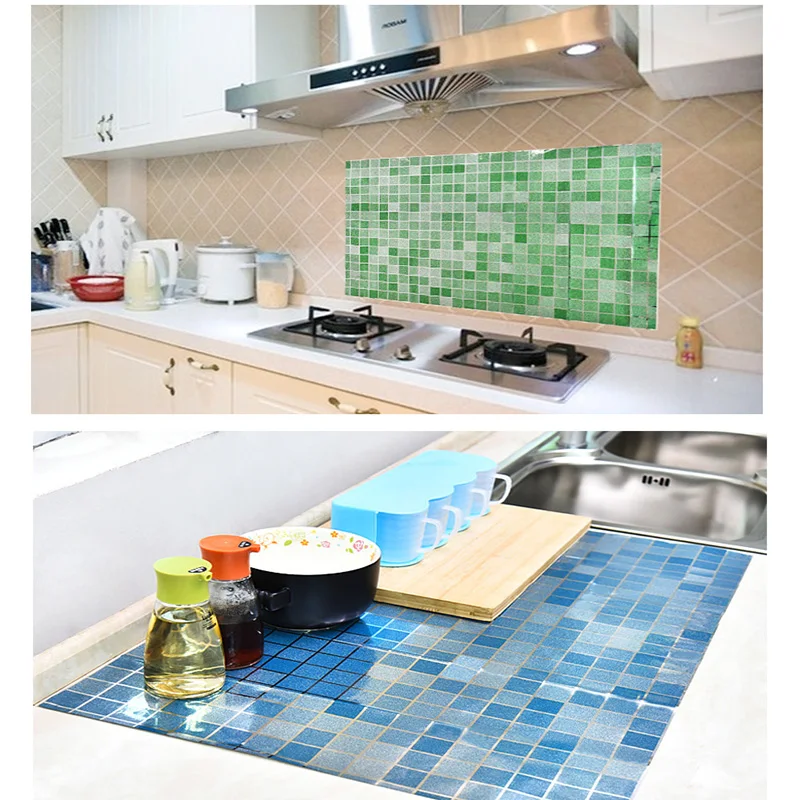 

Mosaic High Temperature Oil Stickers Kitchen Stove Waterproof And Oilproof Cabinet Wall Stickers Bathroom Tile Paper Decoration