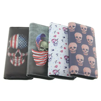 

EUMOAN New European and American skull and ghost head flag series PU long wallet Clutch Wallet Female Money Credit Card Holder