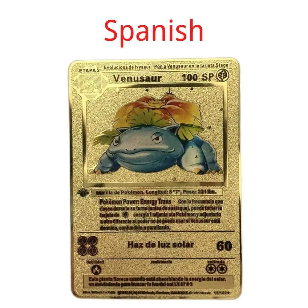 Spanish Pokemon Metal Card Pikachu Fire-breathing Dragon VMAX Gold V/GX/OX Card Toys Play Games Collection Card Children's Gifts Spanish Pokemon Metal Card Pikachu Fire-breathing Dragon VMAX Gold V/GX/OX Card Toys Play Games Collection Card Children's Gifts