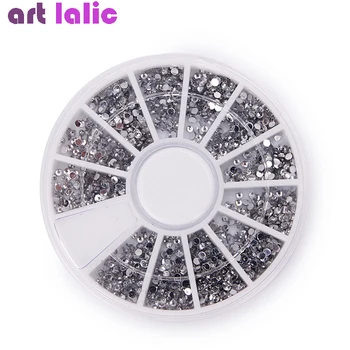

2000Pcs 1.5mm Round Glitter Nail Art Rhinestones For Nail Decoration Clear Transparent Glitter Crystal Gems Nail Tips Wheel