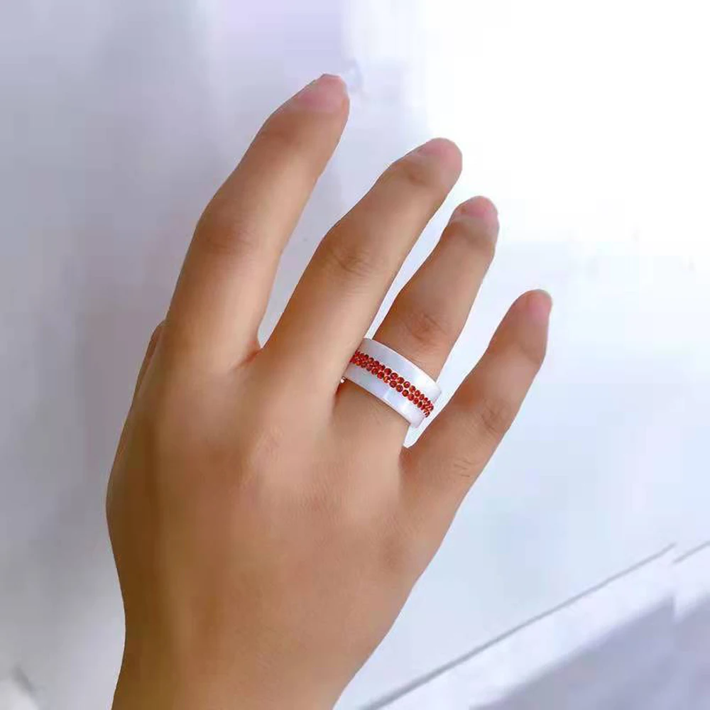 Finger Ring Ceramic Women Engagement Wedding Band 10MM