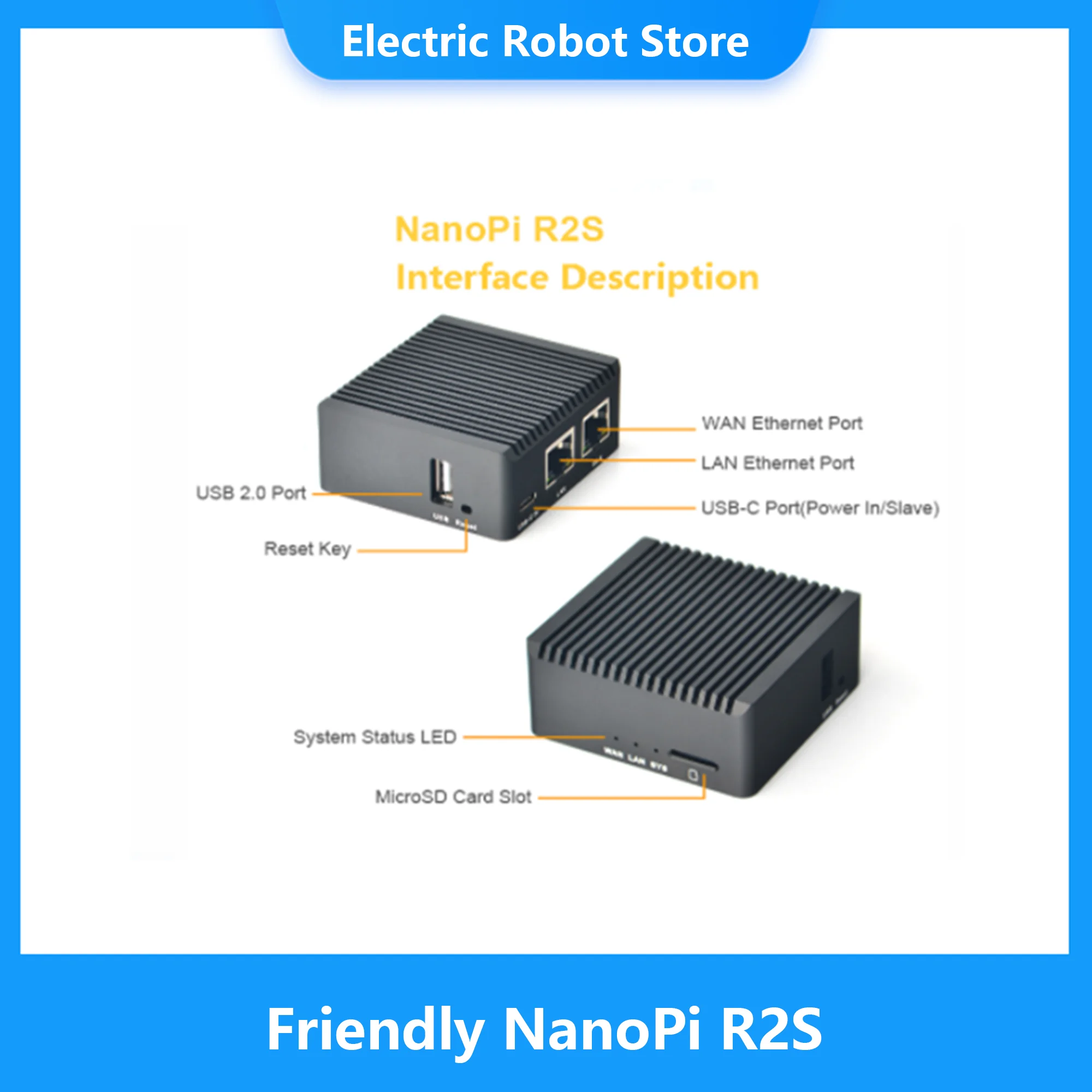 ģȭ  NanoPi R2S Oficial ݼ  OpenWrt ý RK3328 ̴   ⰡƮ Ʈ 1GB  ޸