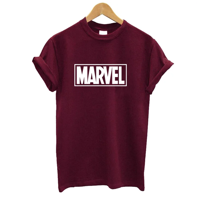 Женская футболка с коротким рукавом Marvel белая круглым вырезом и принтом черной