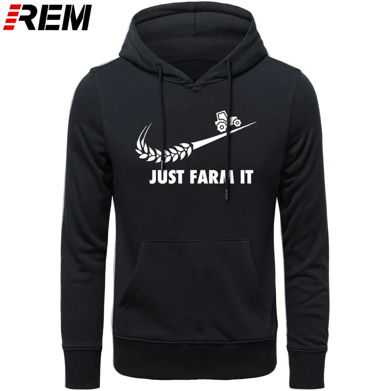 Худи rem Fashion Just Farm It для мужчин, с круглым вырезом, хлопок, с длинным рукавом, фермер, фермерский человек, топы, Толстовки, Толстовки - Цвет: BLACK WHITE