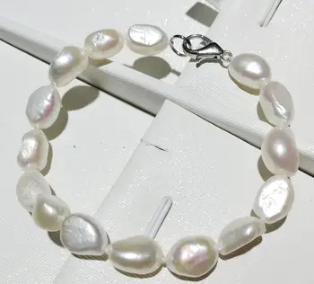

15cm 20cm 6inch 8inch Woman pearl Bracelet 10mm white baroque pearl Natural Freshwater Pearl