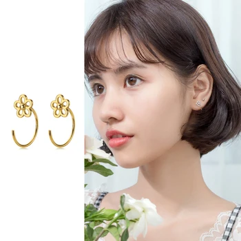 

Mocanie Hollow Out Blooming Flower Genuine 925 Sterling Silver Flora Stud Earring for Women Hook Earring Fine Jewelry 2020 Year