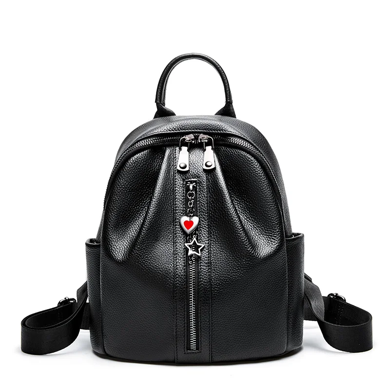 

Backpack Female 2019 New Fashion Wild First Layer Cowhide Large Capacity Ladies Backpack Leather Soft Leather College Wind