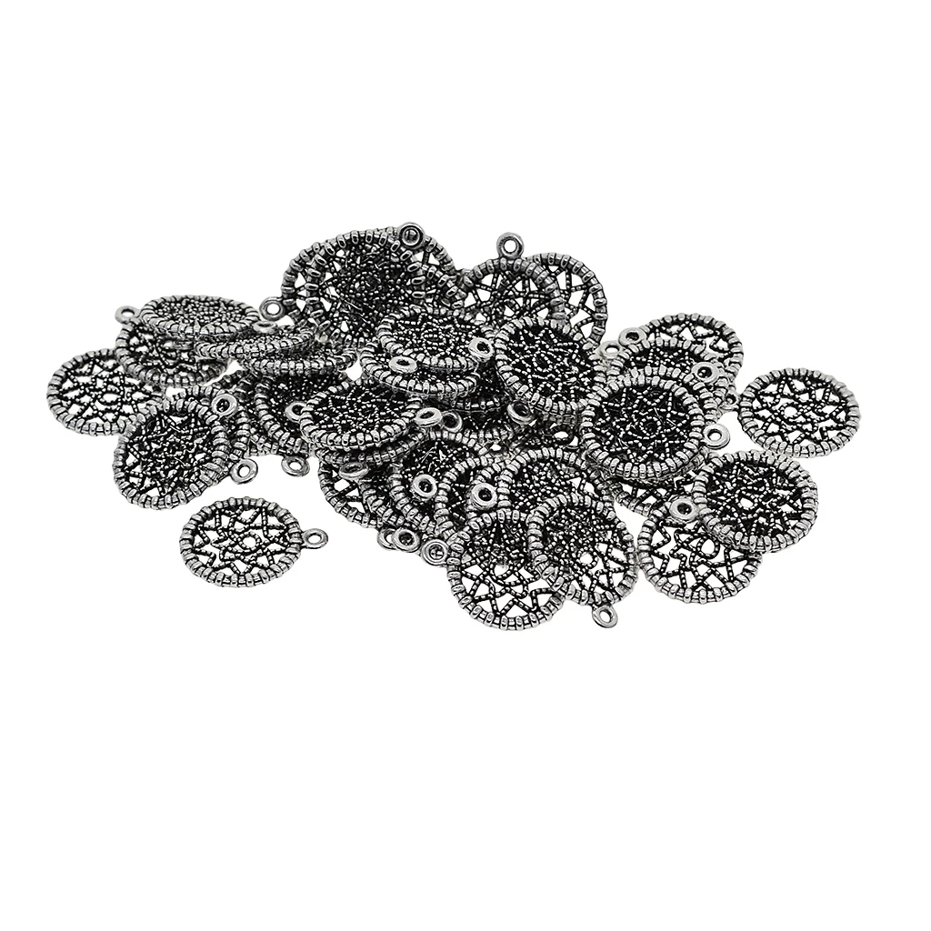 50pcs Tibetan silver color Dreamcatcher Charms Pendants Dangle Bead for Jewelry Making Craft fit Necklace Bracelet Choker Keyrings DIY