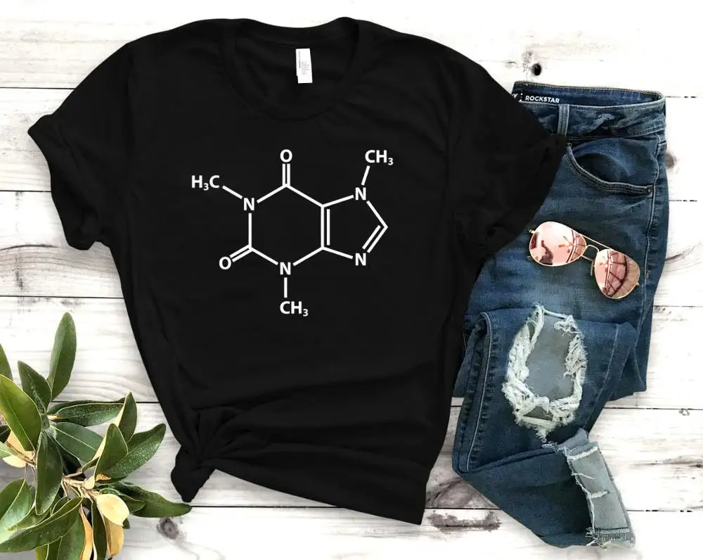 

Caffeine Molecule Print Women tshirt Cotton Casual Funny t shirt Gift For Lady Yong Girl Top Tee Drop Ship S-921