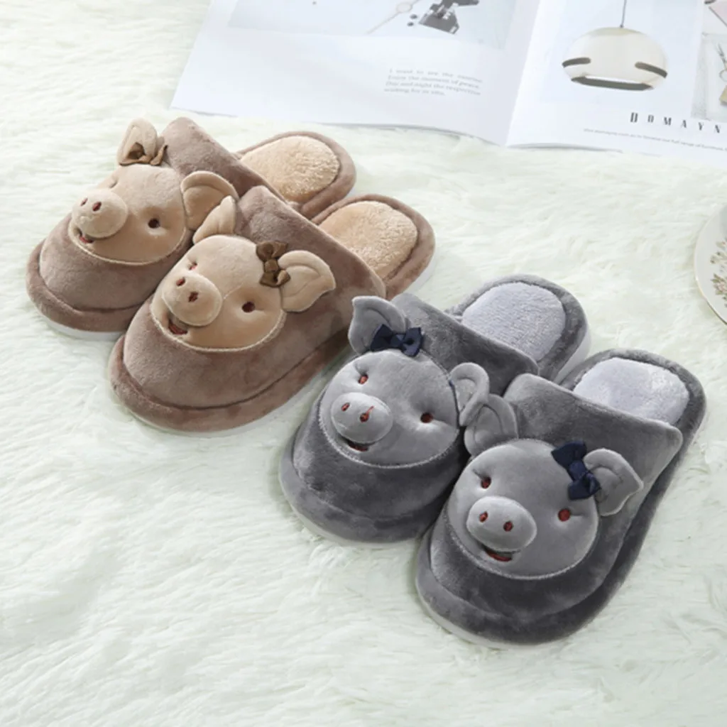 Зимние шлепанцы детские тапочки для помещений; обувь для маленьких детей с изображением мультипликационной свинки, теплые нескользящие носки-тапочки домашние тапочки обувь