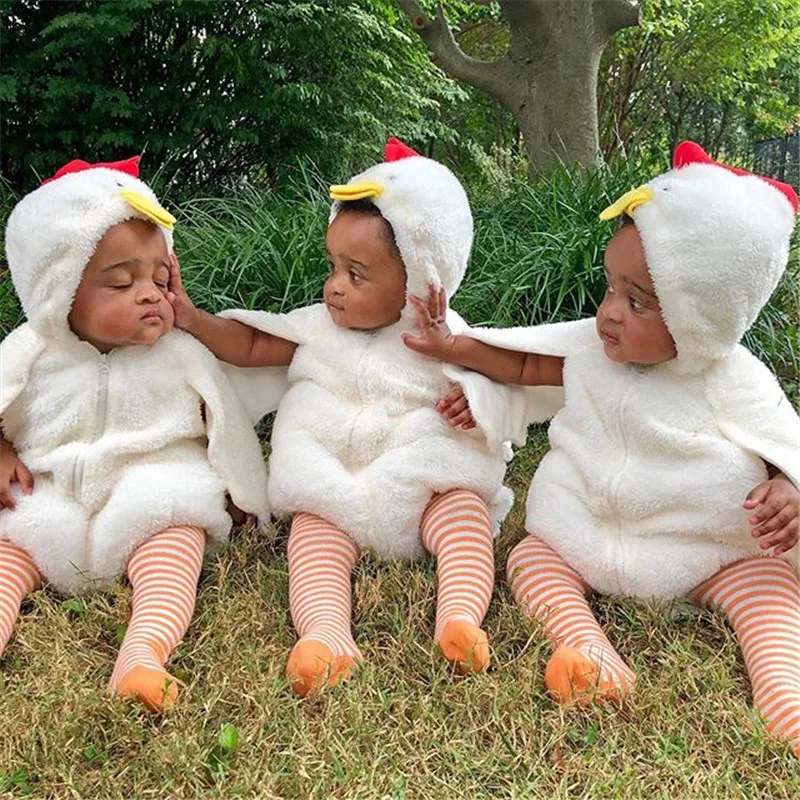 Cute Newborn Infant Baby Girls Boys Fuzzy Chick Rompers Jumpsuit Outfits Costume