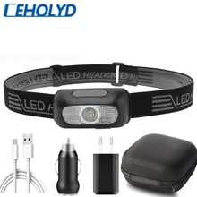 

Headlight Built in Battery Rechargeable Mini Led Headlamp Head Flashlight Torch Lamp Red & White Color Bicycle Running Light COB