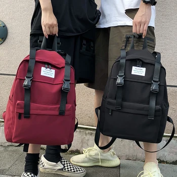 

2019 Korean ins Harajuku Japanese Preppy Style large-capacity backpack female fashion simple solid zipper casual femal backpack