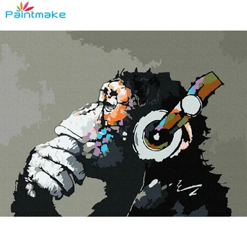 

Paintmake Animal DIY Painting By Numbers No Frame Monkey Oil Hand painted on canvas For Home Room Decor Art Picture Gift 40*50cm