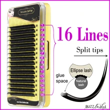 Buzz Lashes 16 линий кашемировые плоские ресницы с разрезом кончиков, натуральный эллипс плоское наращивание ресниц полное матовое наращивание ресниц