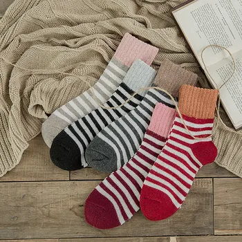

5 Pairs Women Cotton Socks Ladies Warm Flanging Socks Needles Cotton Knitting Basic Daily Women Socks T4