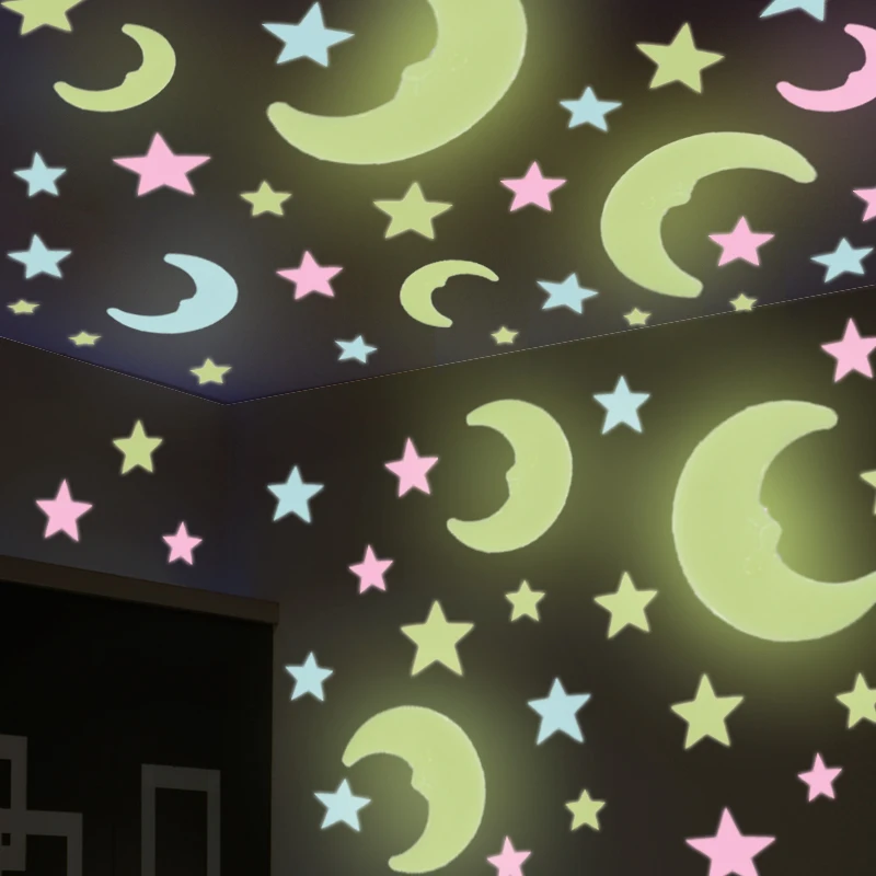 100 шт./компл. Детские Спальня флуоресцентный светится в темноте звезды свечение настенные стикеры в виде звезд световой люминесцентное свечение Стикеры цвет