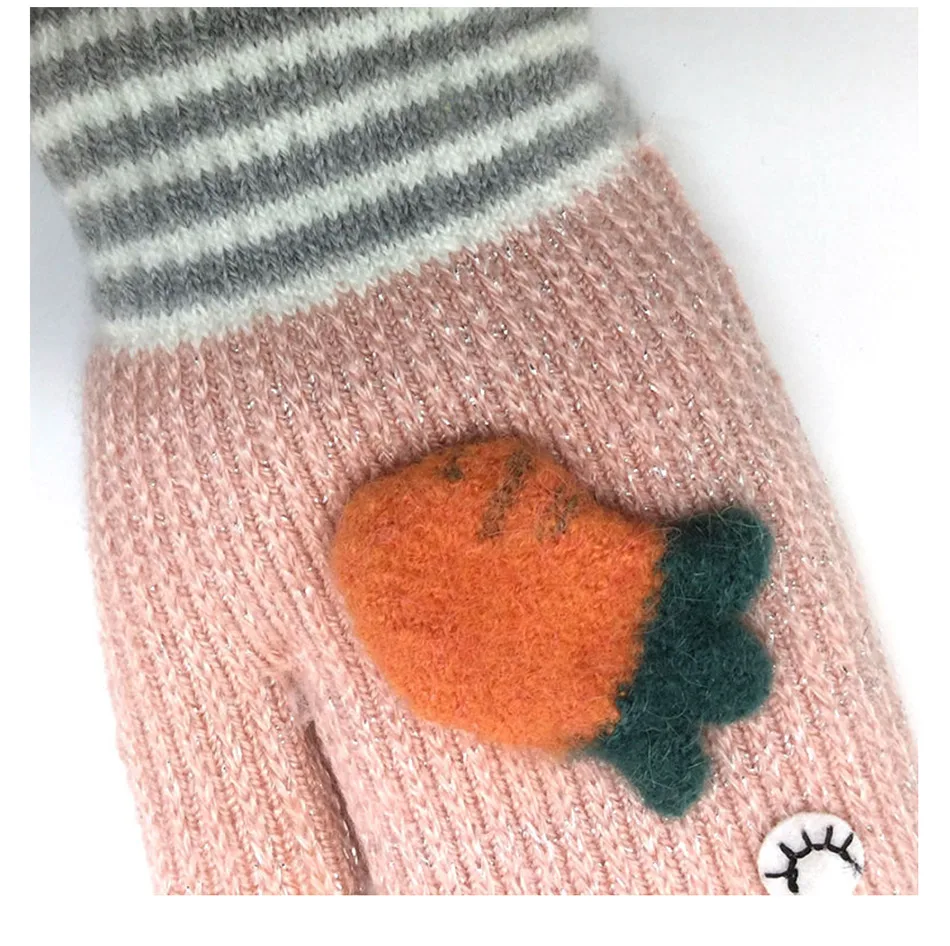 RUINPOP/ милые зимние вязаные перчатки для мальчиков и девочек, модные дизайнерские вязаные перчатки, варежки, детские мягкие тёплые перчатки