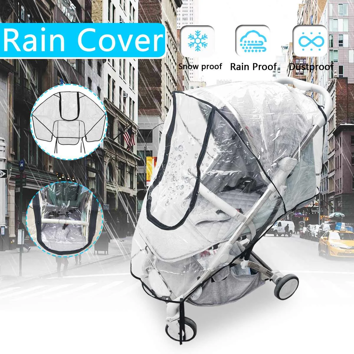 

Waterproof Raincover for Stroller Prams Cart Dust Raincoat Rain Cover for Baby Stroller Pushchairs Accessories Baby Carriage M