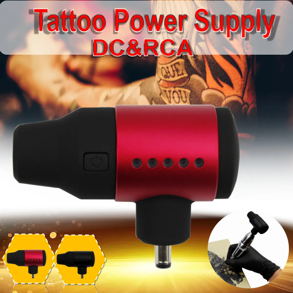 

Newest Wireless Power Supply Mini Tattoo Power RCA DC Connector Tattoo Supplier for Tattoo Pen Machine Free Shipping